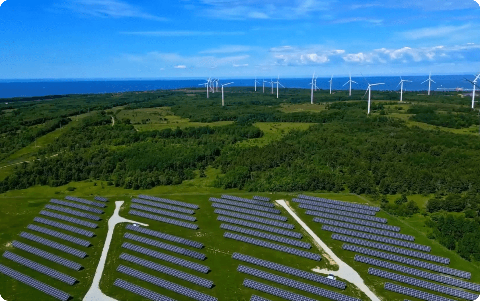 Ovanova solar farm and wind turbines